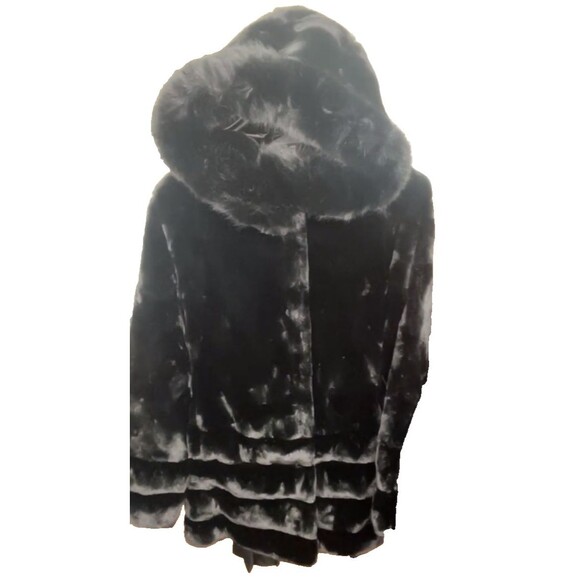 Faux-Fur Walker Jacket by GALLERY NEW YORK Size Medium With Hood NWTs - Picture 2 of 3